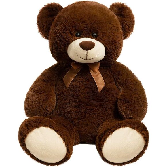 🆕 Teddy Bear Plush Giant Stuffed Animal Love Chocolate Plastic Eyes Adorable - Picture 1 of 10